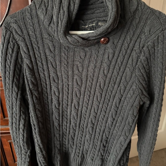 JEANNE PIERRE Dark Gray Cable Knit Cowl neck Sweater - Picture 4 of 4